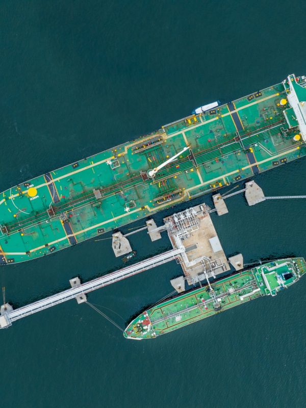 Oil Crude Gas Tanker Ship, Cargo container Ship offshore mooring at Ocean Bay Petroleum Chemical